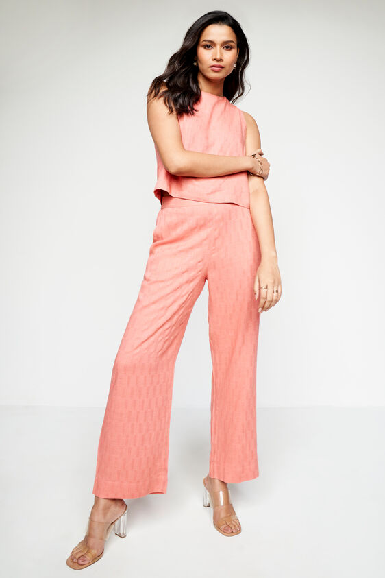 Peach Self Design Straight Set, Peach, image 1
